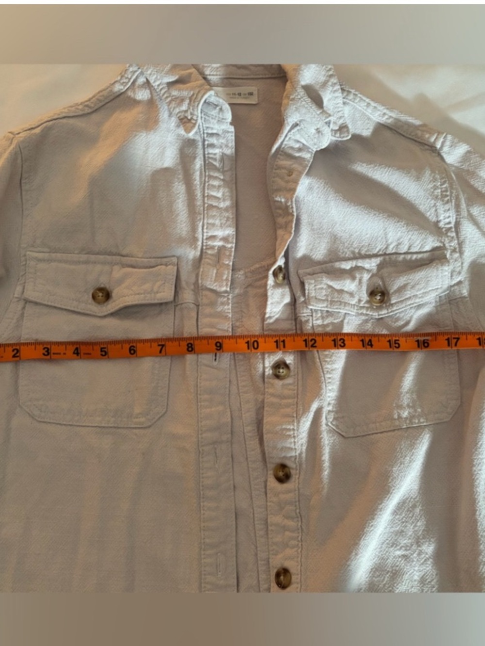 Women’s Zara Light Gray Textured Button-Up Shirt - Picture 8 of 11